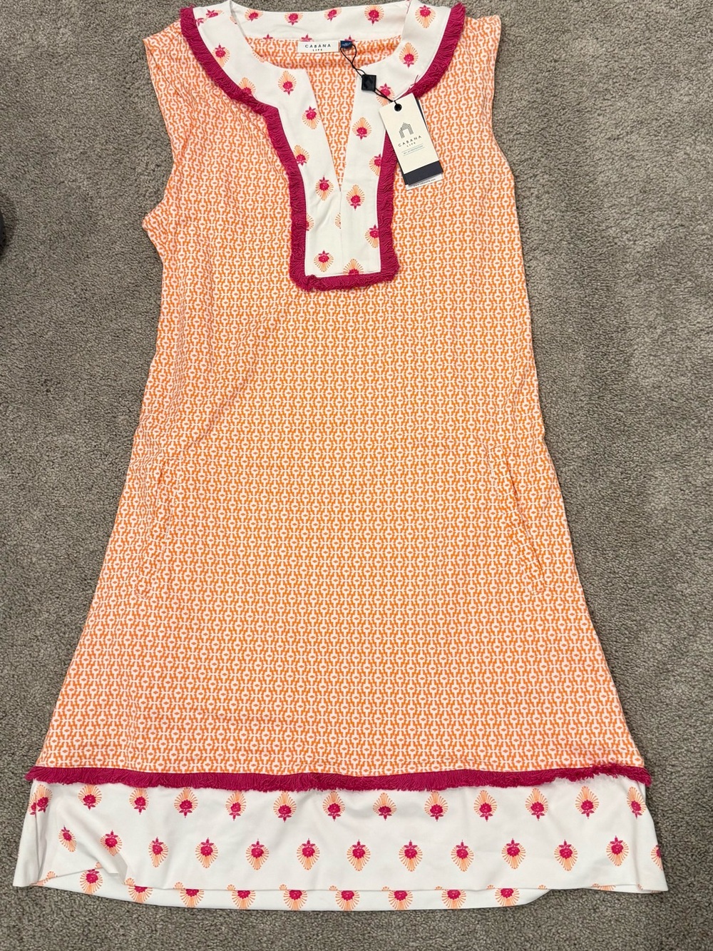 NWT Cabana Life Orange Pink UPF 50+ Shift Dress M